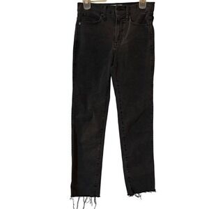 Madewell Women's Denim Jeans StovePipe‎ 25 Black Frayed Hem